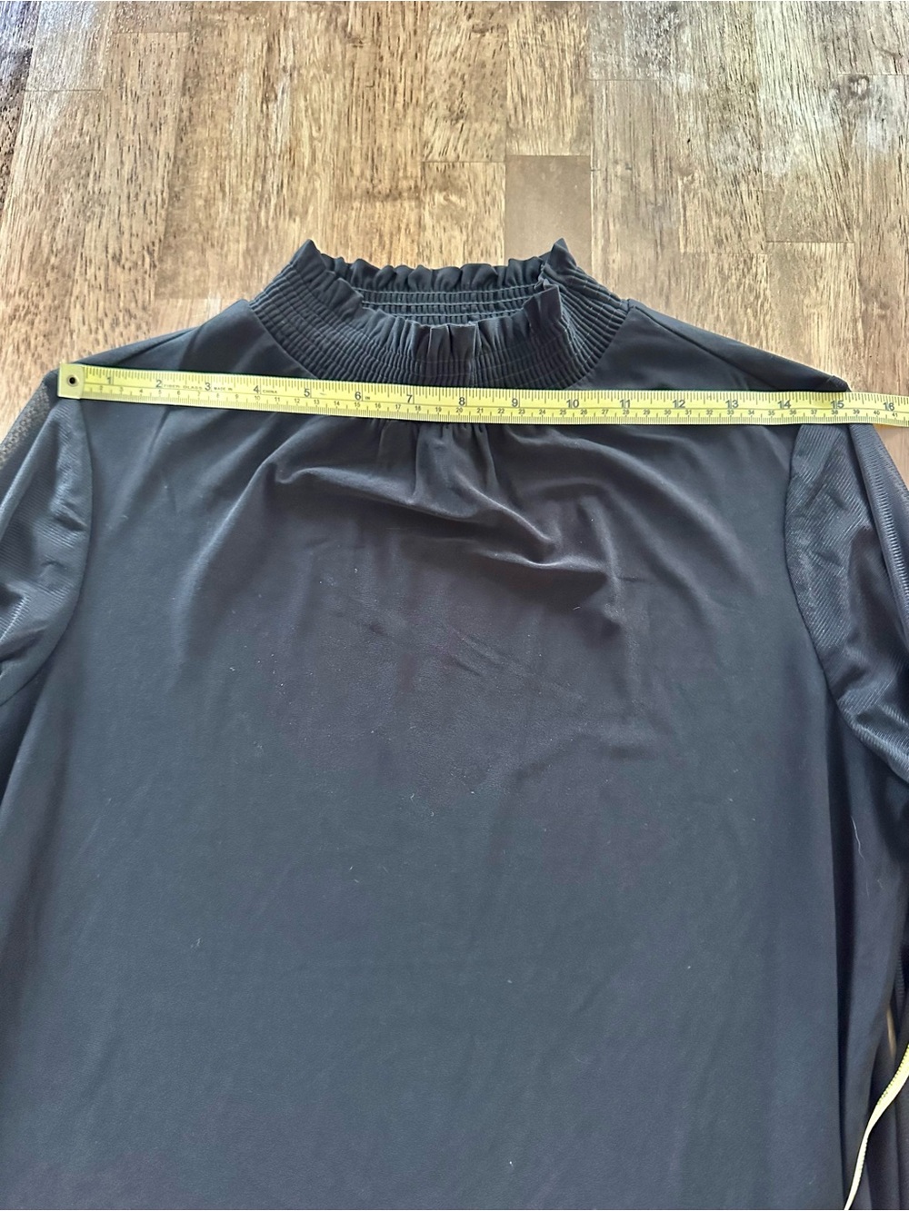 Anne Klein Black Mock Neck Top with Sheer Long Sleeves - Picture 7 of 10